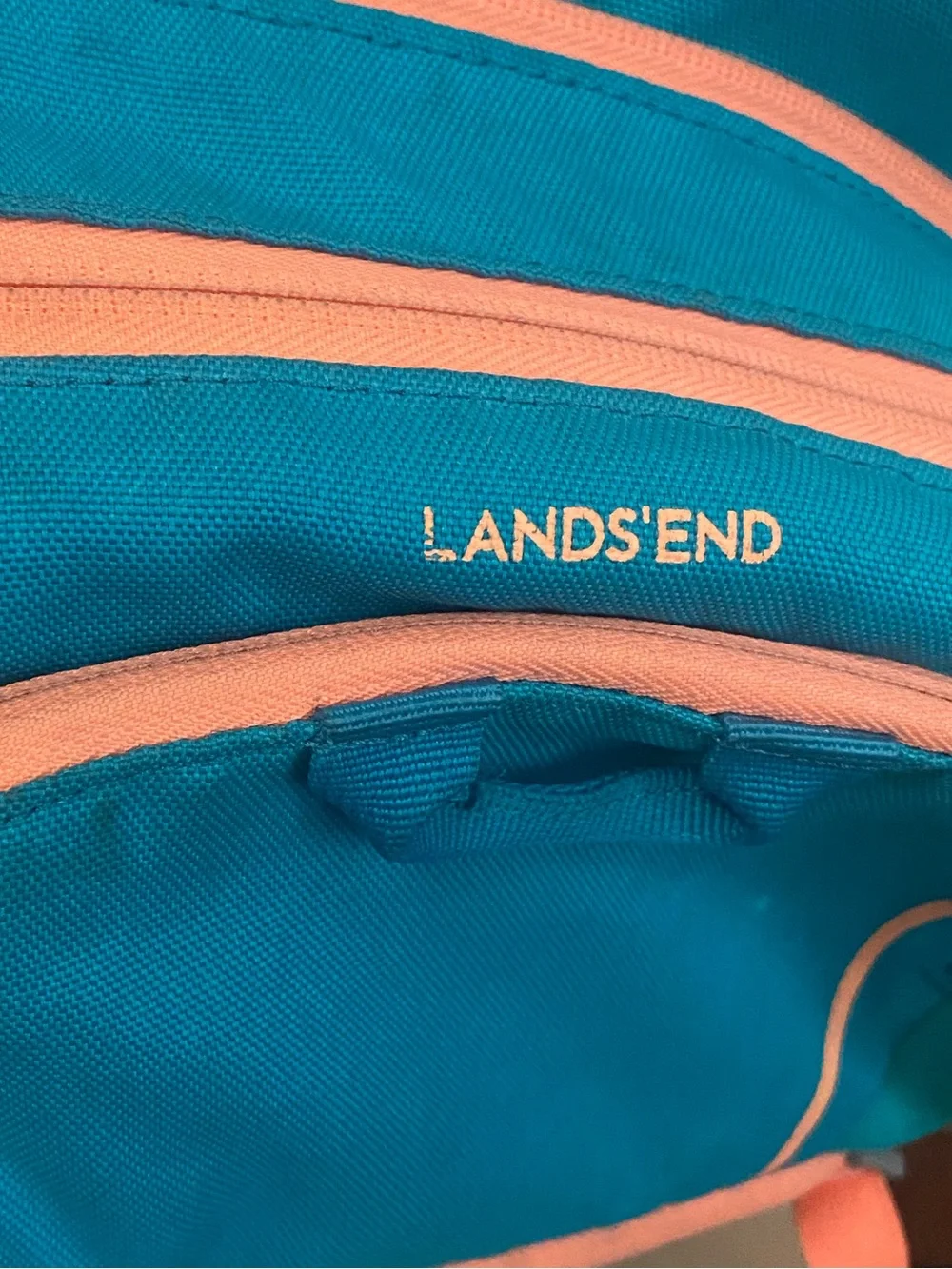 Land’s End Teal and Coral Women’s Everyday Backpack - Lightweight Travel Bag